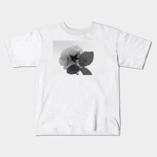 Rose White Flower Grey scale Closeup Kids T-Shirt